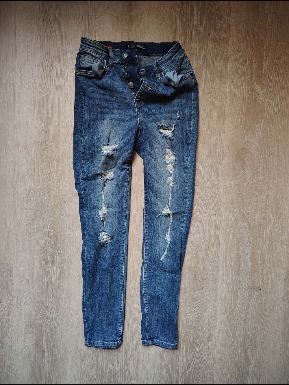 Skinny Ripped Distressed Jeans - Blue